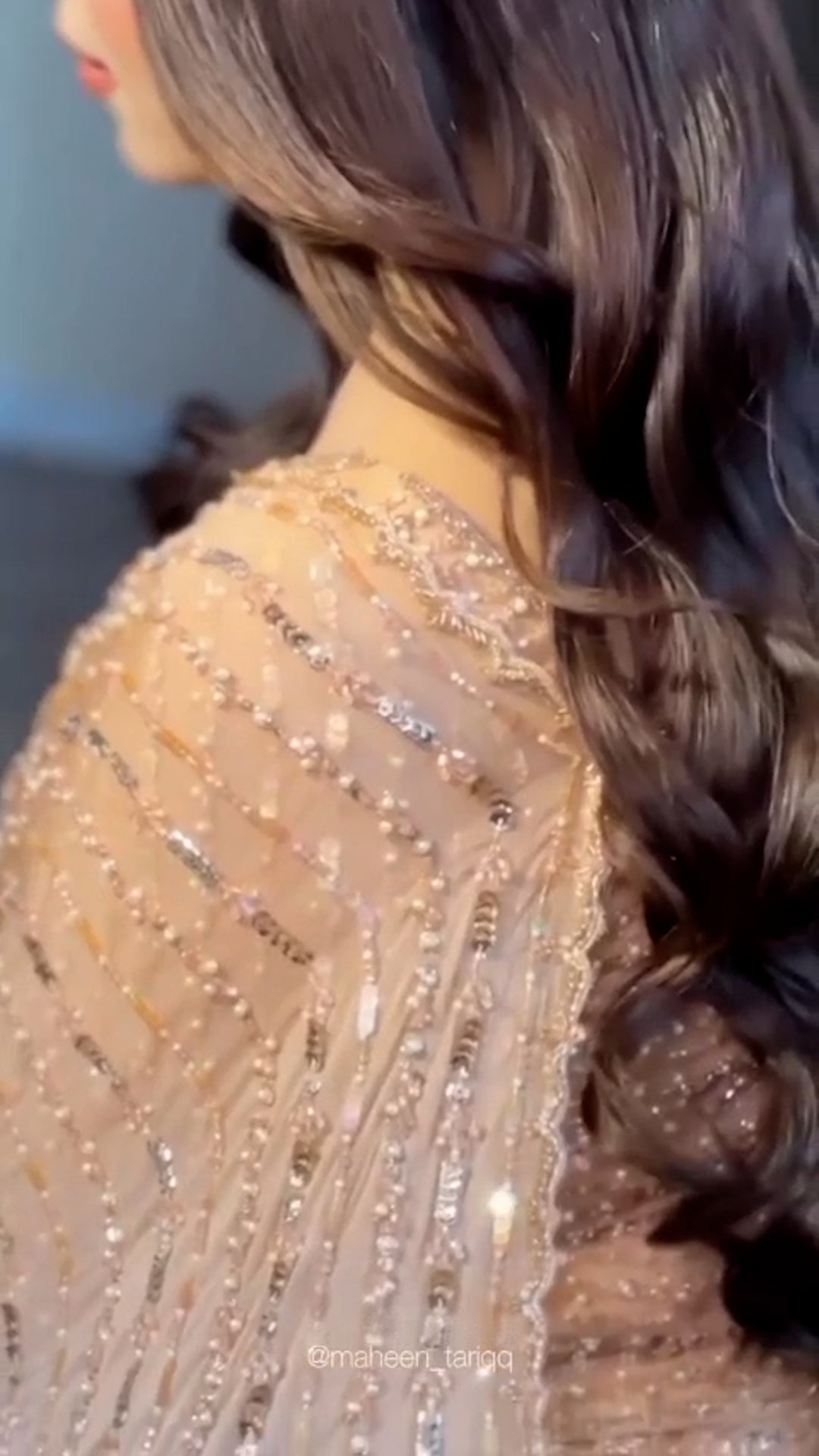 Champagne Crystal Glimmer Saree