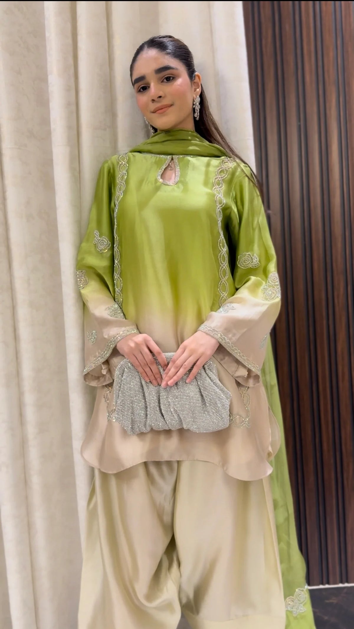 Eid Ensemble - tussle silk suit with mediumsilk dopatta