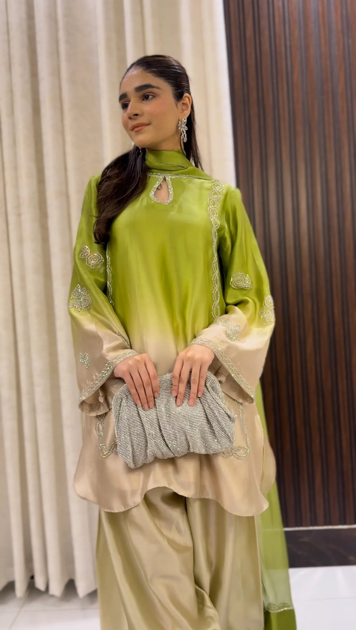 Eid Ensemble - tussle silk suit with mediumsilk dopatta