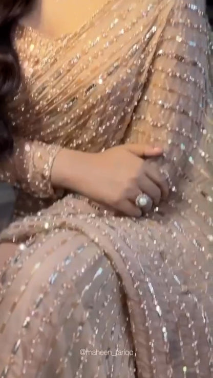 Champagne Crystal Glimmer Saree