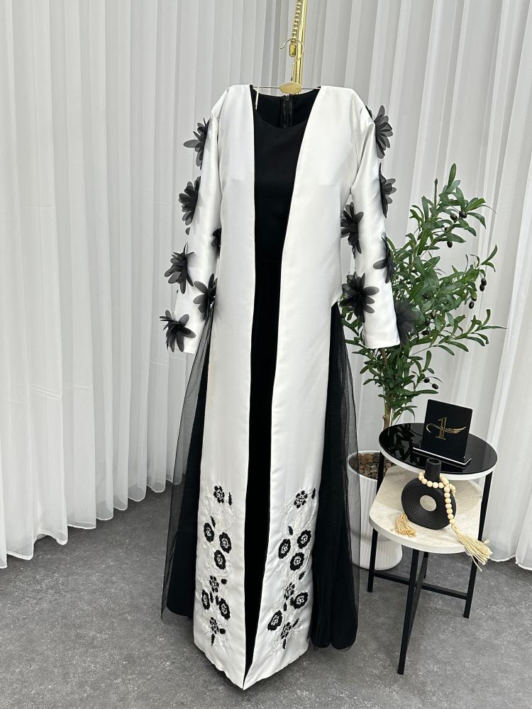 Petal Bloom 2 - Georgette - Black and White