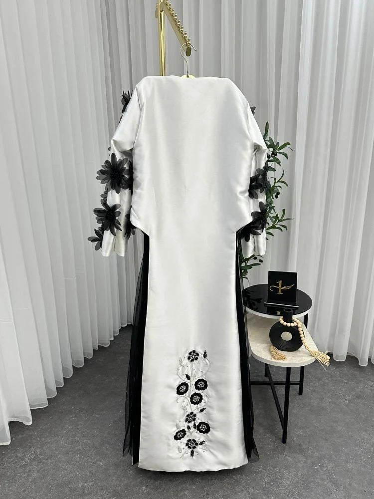 Petal Bloom 2 - Georgette - Black and White