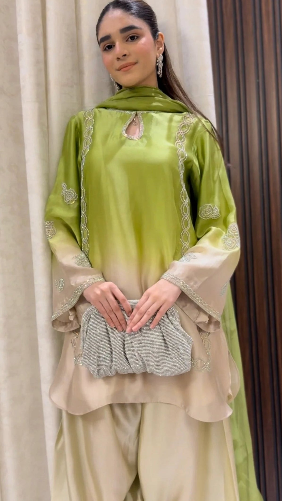Eid Ensemble - tussle silk suit with mediumsilk dopatta