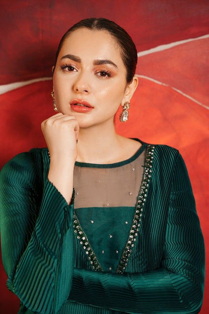 Embellished A-Line Festive Kurta Set - crush silk