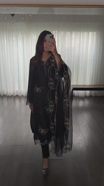 Butterfly motif ethnic suit