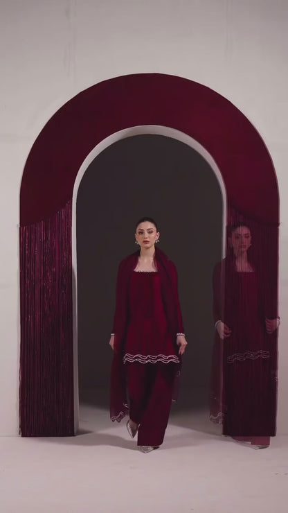 Embroidered Red Kurti