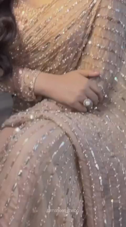 Champagne Crystal Glimmer Saree