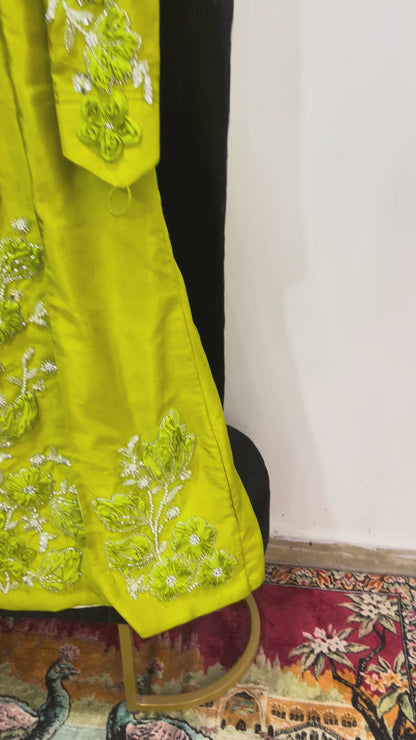 Lime Green Hand-Embroidered Long Dress